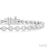 3 1/3 Ctw East-West Bezel Set Pear Cut Diamond Tennis Bracelet in 14K White Gold